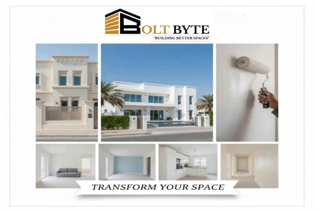 Bolt Byte residential painting: Expert villa exterior and apartment interior makeovers across Dubai.