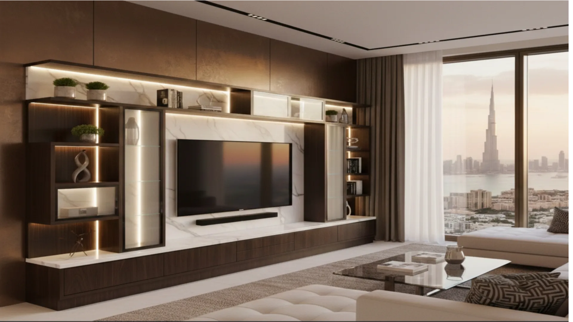 Elegant living room with city view