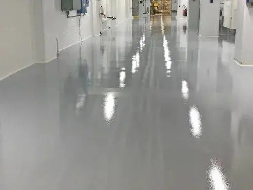 Shiny, smooth gray floor surface