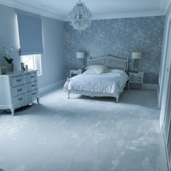 Modern office with patterned carpet flooring